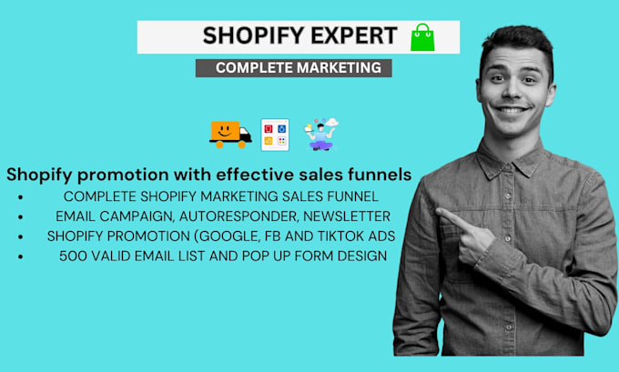 Gig Preview - Provide complete shopify dropshipping marketing, optimize sales funnels