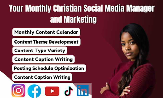 Gig Preview - Be your monthly christian social media manager and marketing manager