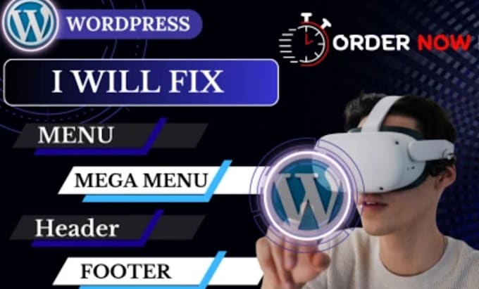 Gig Preview - Fix wordpress header, mega menu, footer, broken layout, elementor issue