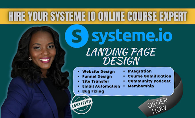 Gig Preview - Do systeme io online course, blog website, systeme io membership landing page