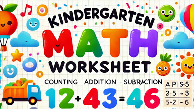 Gig Preview - Design custom kindergarten math worksheets, kids activity book, workbook kdp