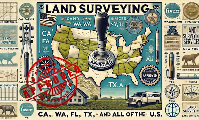 Bestseller - ca, wa, fl, ny, tx, al, US stamp land surveying report plans stamp for approval