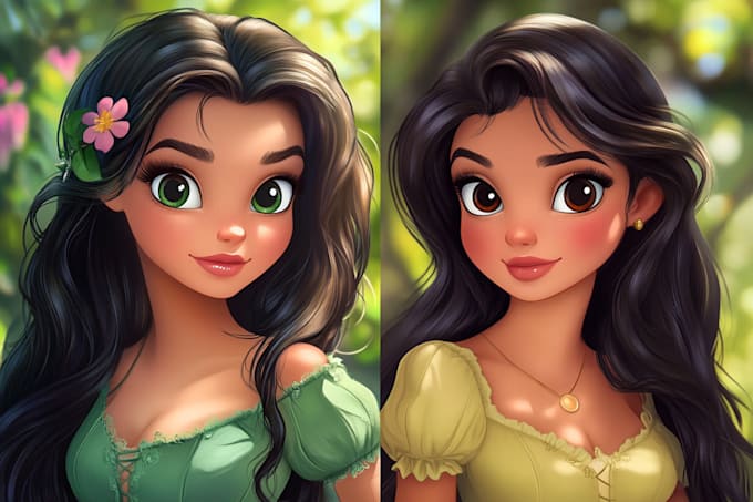 Gig Preview - Draw you a beautiful portrait in disney cartoon style