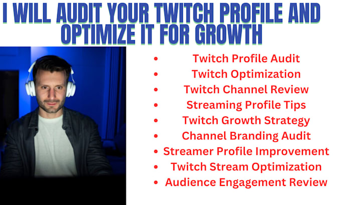 Gig Preview - Audit your twitch profile, optimize growth to reach partners, afilliate