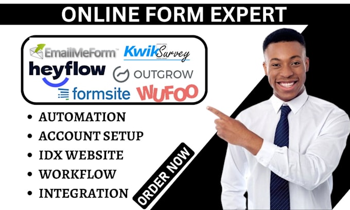 Gig Preview - Setup mightyforms emailmeform formget kwiksurveys heyflow formsite outgrow wufoo