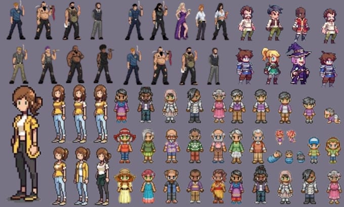 Gig Preview - Create pixel art animation sprite sheet game concept assets