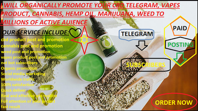 Gig Preview - Virally promote your cbd telegram, vapes product, cannabis and weed