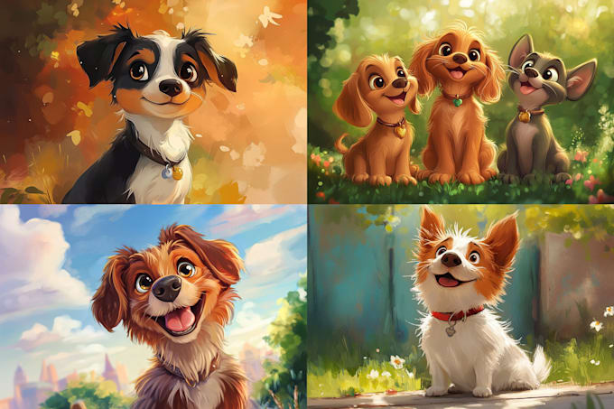 Gig Preview - Design a custom cute disney pet portrait illustration