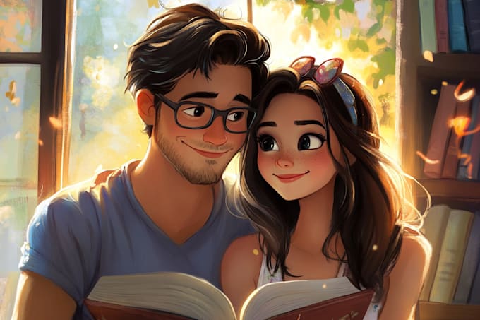 Gig Preview - Draw you cute lovely disney couple portrait