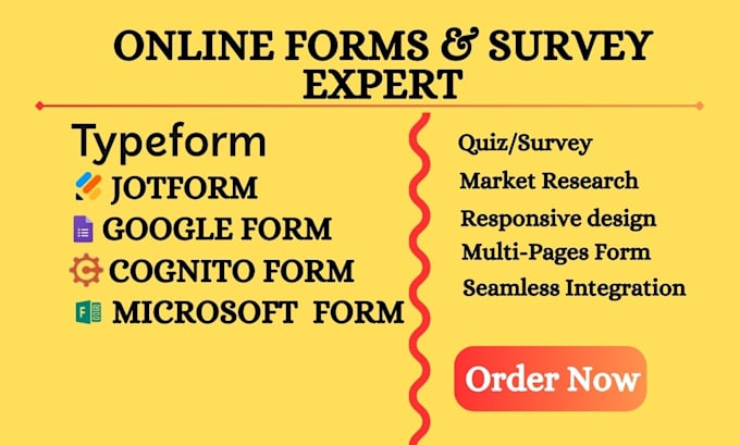 Gig Preview - Create responsive jotform, questionnaires, google forms, microsoft forms