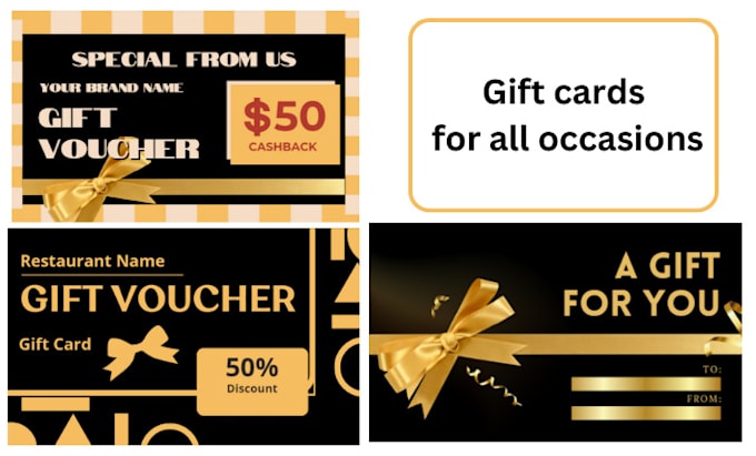 Gig Preview - Design gift card loyalty card thank you card voucher coupon