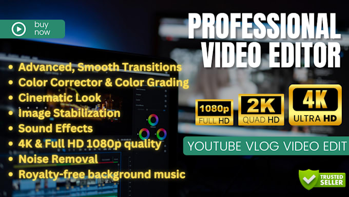 Gig Preview - Do professional video editing for youtube vlog, travel