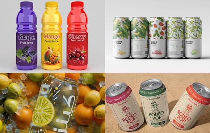 Gig Preview - Do label design for juice, energy drink, soda, can, sport drink, beverages