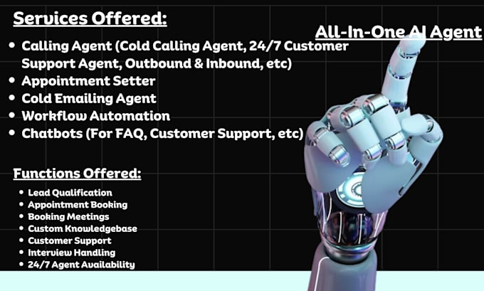 Gig Preview - Create ai cold calling agent, ai chatbot, ai appointment setter, ai cold email