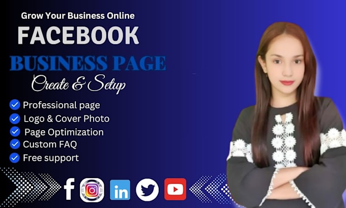 Gig Preview - Create , setup facebook business page or fb fan page