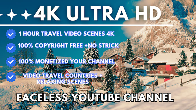 Gig Preview - Create relaxing travel 4k video for your faceless youtube