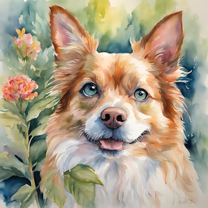 Gig Preview - Draw watercolor pet portrait