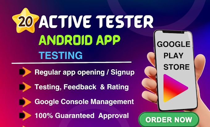 Gig Preview - Provide  20  active , unique real testers google play console for closed testing