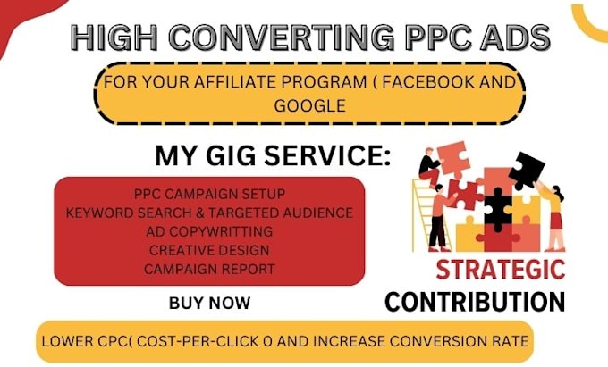 Gig Preview - Run high converting ppc ads for your affiliate program  google and facebook