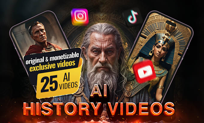 Gig Preview - Create viral faceless ai history videos for youtube shorts and instagram reels