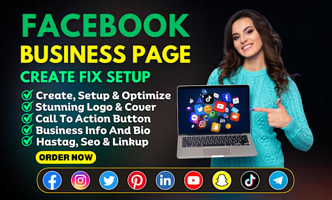 Gig Preview - Do facebook business page create and setup, fb fan page, social media setup