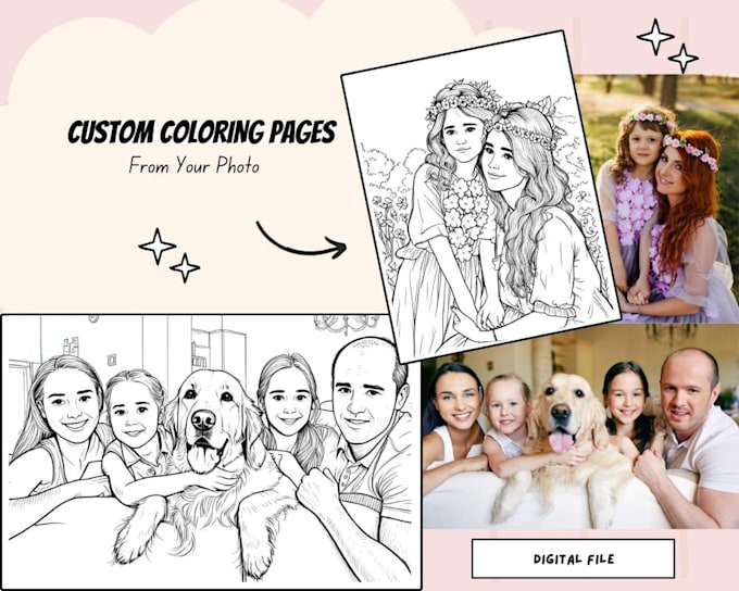 Gig Preview - Turn any photo into coloring book page