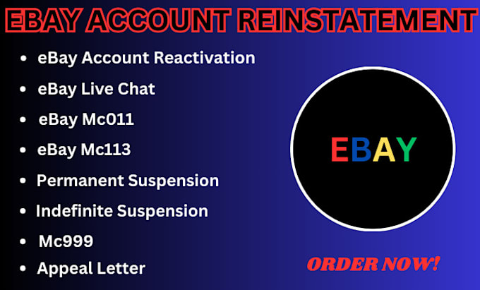 Gig Preview - Reinstate your ebay account mc011 mc172 mc113 permanent suspension mc999