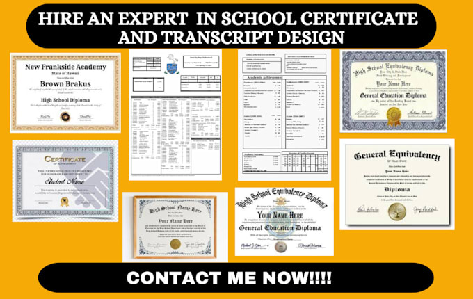 Gig Preview - Design transcript, diploma or ged certificate, college certificate