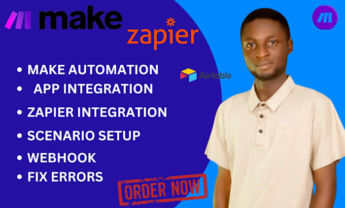 Gig Preview - Make com automation make com zapier automation webhook integromat made com