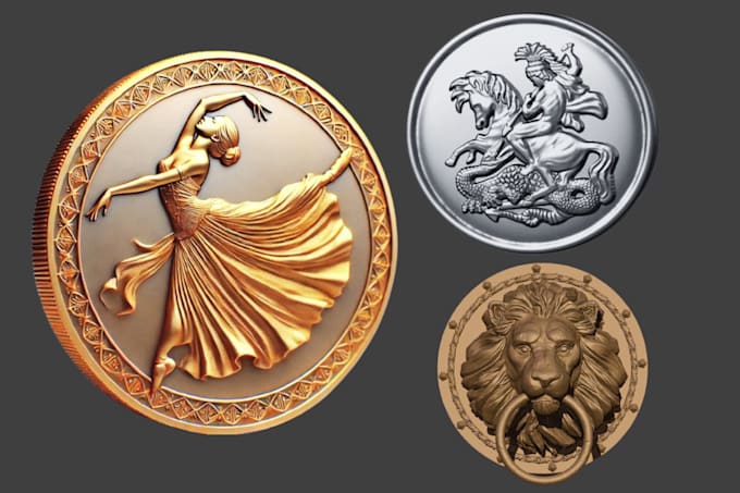 Gig Preview - Sculpt 3d printable coin, bas relief, cnc medallion, engraving, plaque, pendants