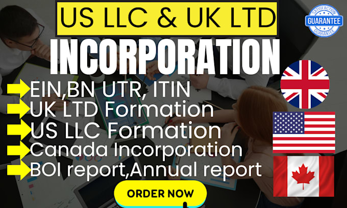 Gig Preview - Do US llc formation, UK ltd, ein boi report and canadian incorporation