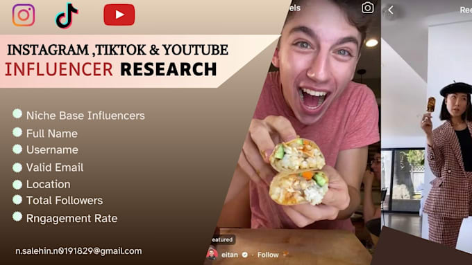 Bestseller - research youtube, ig, and tiktok influencers that specialize in a certain niche