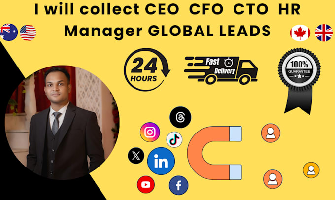 Gig Preview - Collect global b2b leads for c level HR and professionals