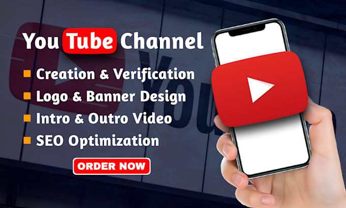 Gig Preview - Create and setup professional youtube channel with logo, banner, intro, outro