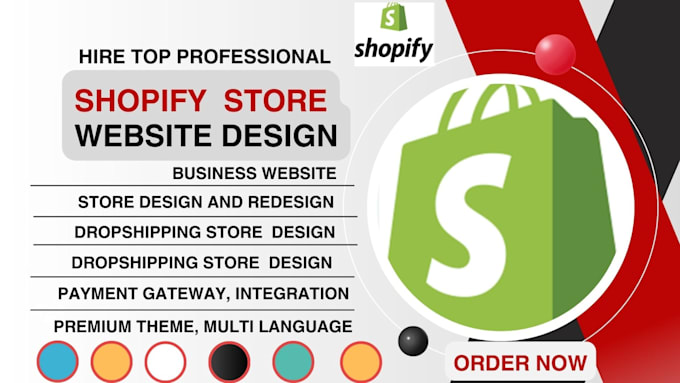 Gig Preview - Do shopify website design, create shopify store or shopify dropshipping store