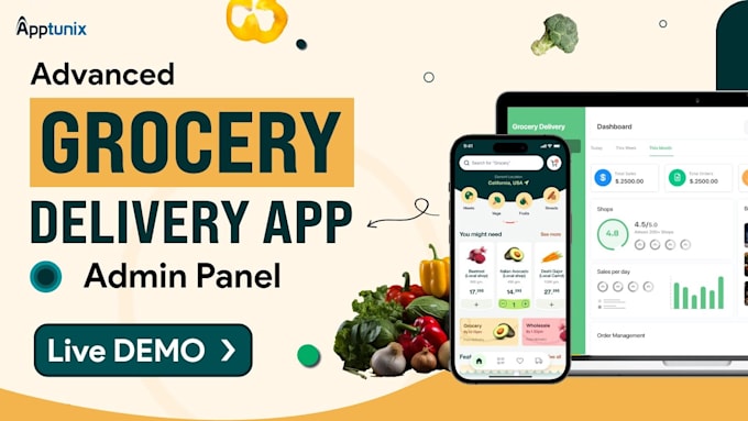 Gig Preview - Build grocery delivery app, food delivery restaurant app, courier delivery app