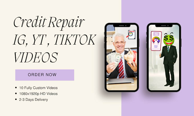 Bestseller - make 10 credit repair custom instagram reels, youtube shorts, tiktok videos