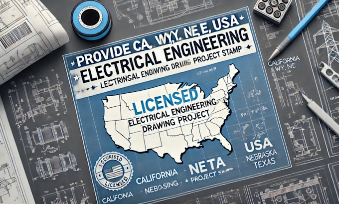 Gig Preview - Provide ca, wy, ne, tx usa licensed electrical engineering drawing project stamp