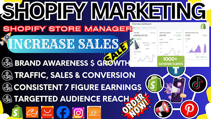 Gig Preview - Increase shopify store sales shopify dropshipping marketing or website promotion