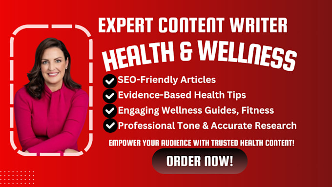 Gig Preview - Write SEO health blogs, articles, medical blog, wellness, fitness copywriting