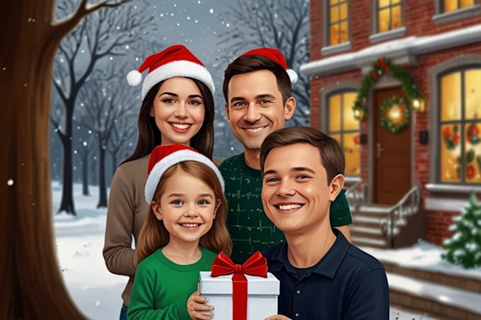 Gig Preview - Draw christmas cartoon caricature from your photo