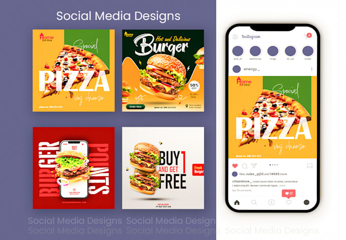 Gig Preview - Design eye catching social media food posters