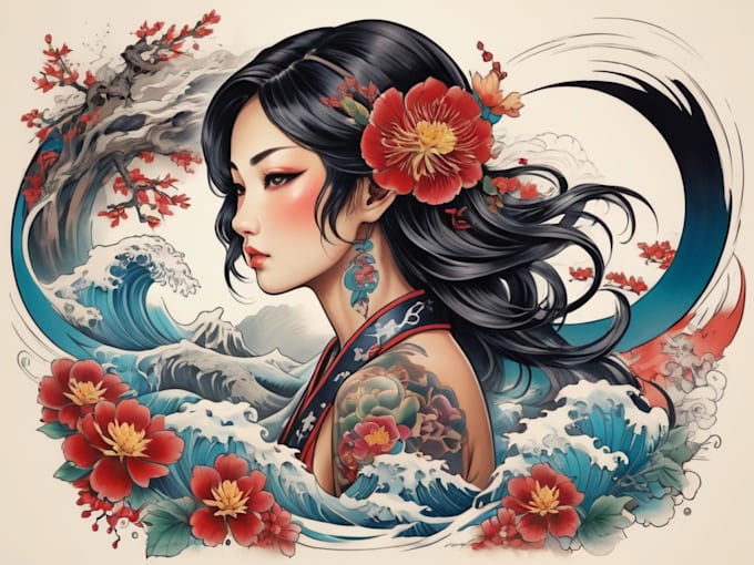 Gig Preview - Design professional japanese, asian style tattoo design