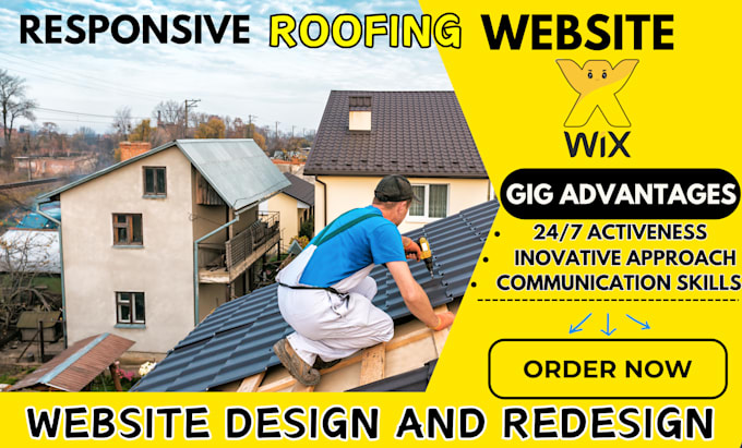 Gig Preview - Fix roofing wix website design redesign construction website