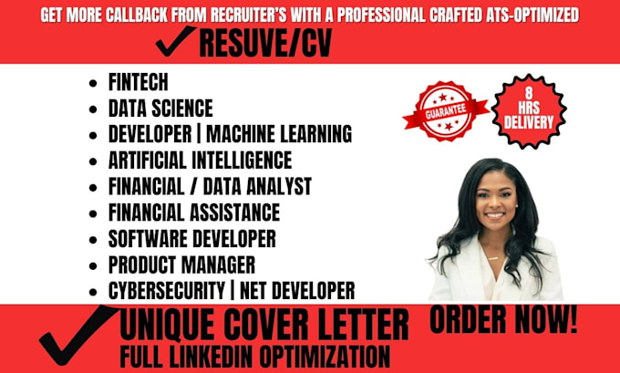 Bestseller - write fintech resume, data science, cybersecurity,  software, net developer, CV