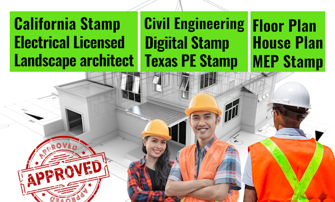 Gig Preview - Review and sign architectural plan, texas stamp, florida stamp, USA city permit