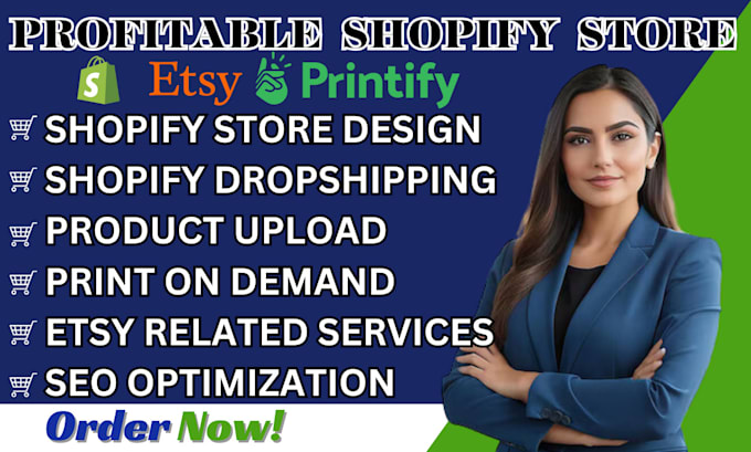 Gig Preview - Shopify dropshipping website store design shopify ecommerce seo expert setup