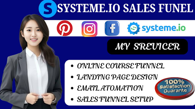 Gig Preview - Systeme io sales funnel, systeme io landing page, online course sales funnel