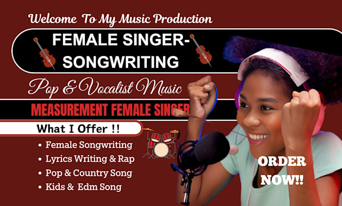 Gig Preview - Be your pro female singer for soulful songs, afrobeat, rap, pop, nd country song