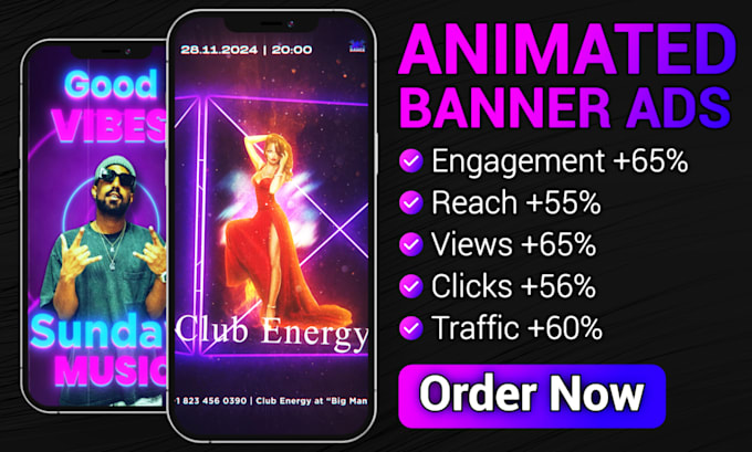 Gig Preview - Make animated dynamic club and artist banners for social media ads